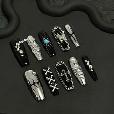 ୨୧ gigi nails ୨୧ in 2024 Gigi nails Gothic nail art