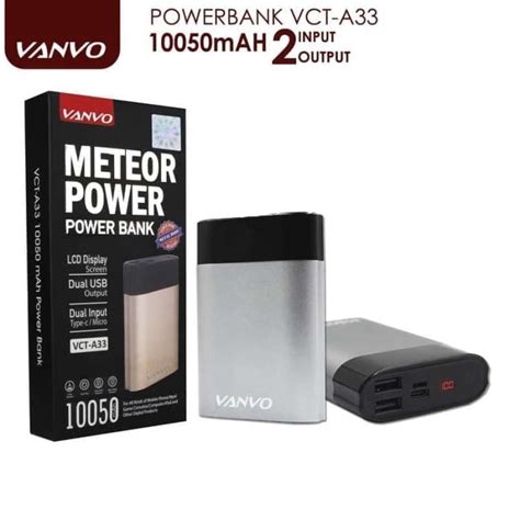 Promo ORIGINAL POWERBANK VANVO 10050MAH VCT A33 PB METEOR LCD DISPLAY