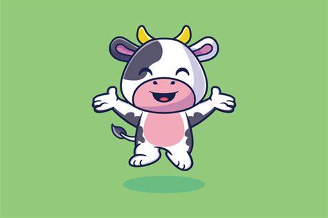 Cute Cow Happy Jump Cartoon Vector Icon Graphic By Rachmat280814