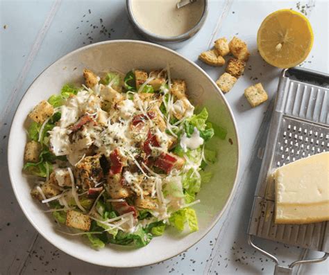 Caesar Salad With Easy Homemade Dressing Chicken And Bacon Carries