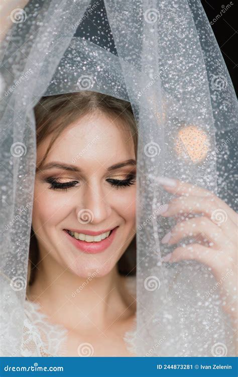 Beautiful Bride In White Lace Lingerie In A Hotel Room Happy Wedding