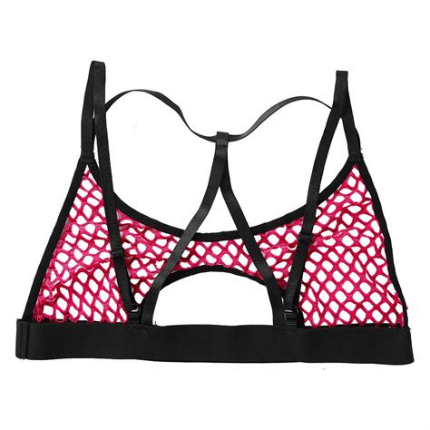 Damen Durchsichtig Crop Top Weste Netz Bh Bustier Fischnetz Oberteil