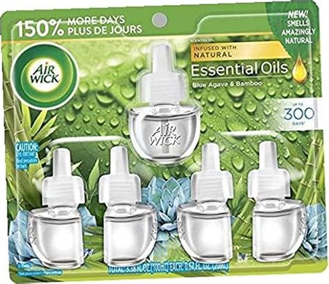 Air Wick Aceite perfumado enchufable 5 recargas agave azul y bambú