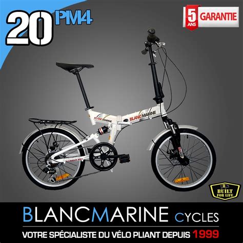 VÉLO PLIANT BLANC MARINE MODÈLE 20PM4 3 OU 7 VITESSES