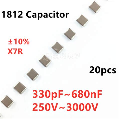 20pcs 1812 SMD Capacitor 330 470 680PF 1 1 5 2 2 3 3 3 9