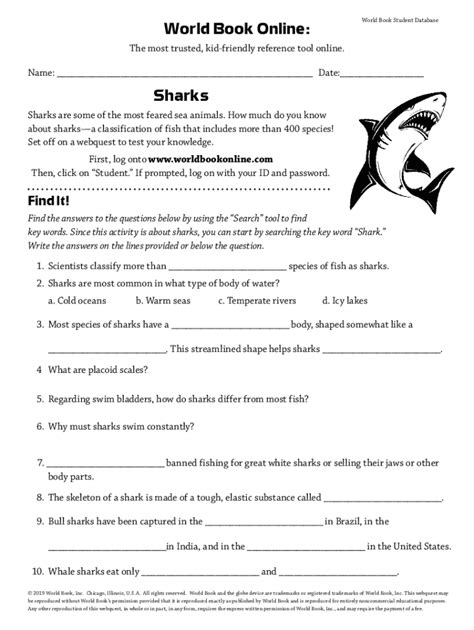 Fillable Online Sharks And Other Deadly Ocean Creatures Visual