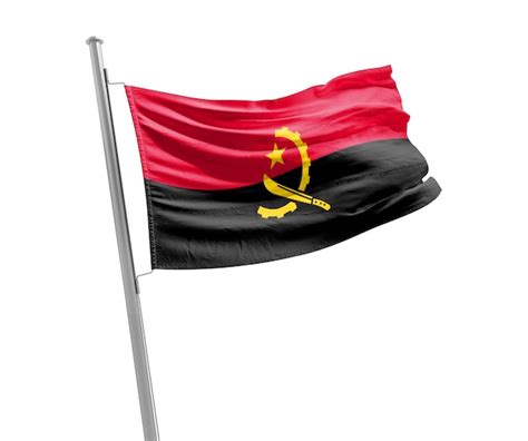 Bandeira Nacional De Angola Acenando Em Fundo Branco Foto Premium