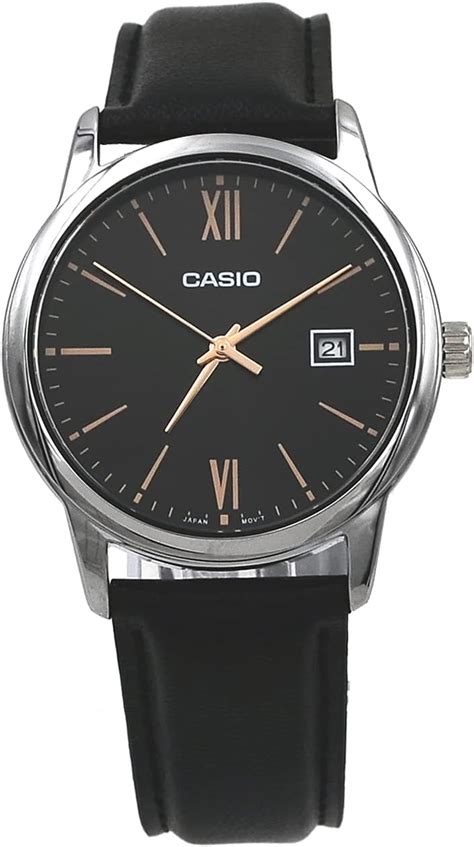 Casio MTP V002L 1B3 Men S Standard Dress Analog Black Leather Band