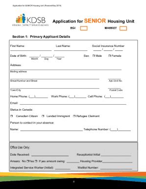 Fillable Online Application For SENIOR Housing Unit Fax Email Print