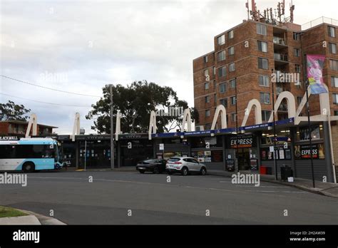 Chiswick Shops And Bus Terminal Chiswick Sydney Nsw Australia Stock