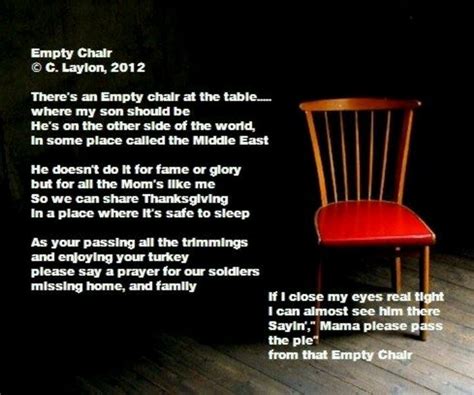 Empty Chair Poem Thanksgiving Carolyne Loomis