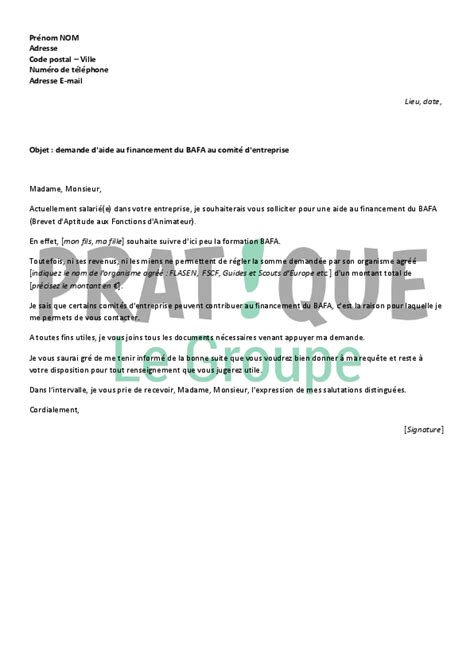 Exemple De Lettre Gratuite Pour Une Demande D Aide Financiere