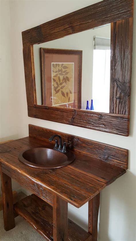 48 Rustic Reclaimed Barnwood Vanity Set Mirror Sink And Etsy