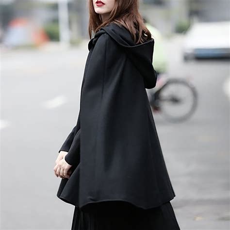 Cape Poncho Hooded Cloak Coat For Women Winter Warm Long Cloak Witch Costumes Outerwear