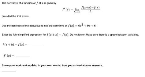 Solved The Derivative Of A Function Of F At X Is Given By Chegg