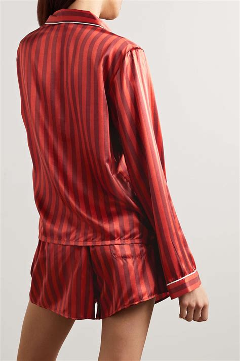 Morgan Lane Crimson Ruthie Corey Striped Satin Pajama Set Editorialist