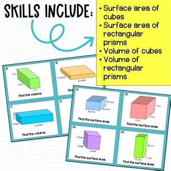 Surface Area And Volume Of Rectangular Prisms Task Cards By Hello Learning