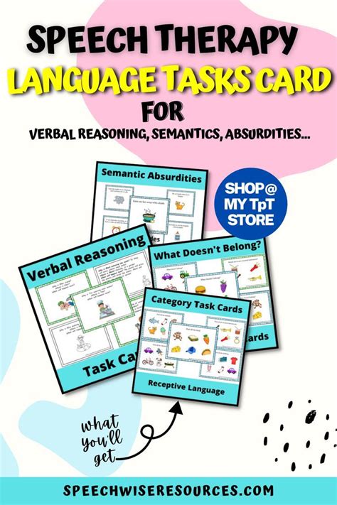 Speech Therapy Language Task Cards For Verbal Reasoning Semiicns And