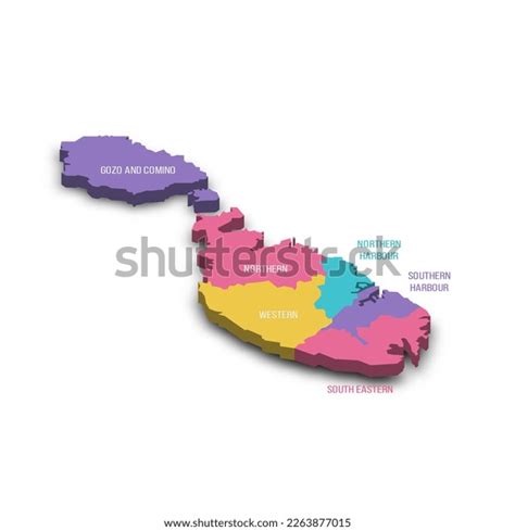 Malta Political Map Administrative Divisions Regions Stock Vector