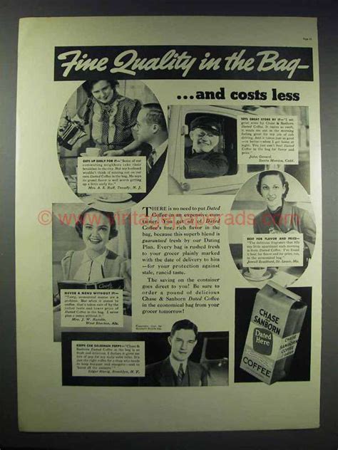 1937 Chase And Sanborn Coffee Ad Quality In The Bag BIGGG0