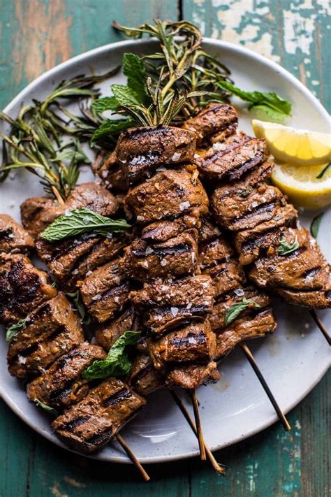 Greek Lamb Souvlaki Plates With Avocado Tzatziki Half Baked Harvest