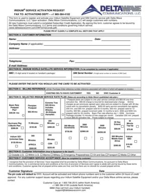 Fillable Online Service Activation Form Delta Wave Communications Inc