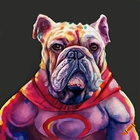 Bulldog Dressed As A Superhero