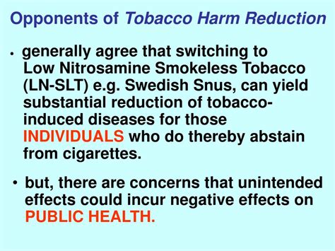 PPT The Role Of Harm Reduction In Tobacco Control An Update Of Pros