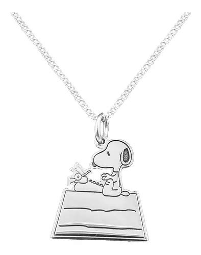 Dije Y Cadena Snoopy Escribiendo Plata 925 Con Envio Meses Sin Intereses