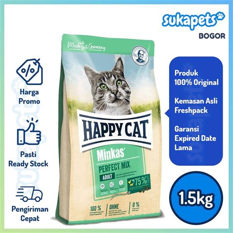 Jual Happy Cat Minkas Perfect Mix Makanan Kucing Dewasa 1 5kg Shopee