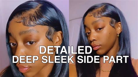 How To Deep Side Part Synthetic Wig Install Youtube