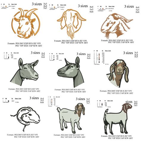 Goat Set Embroidery Design Pack Of Embroidery Design Motif De