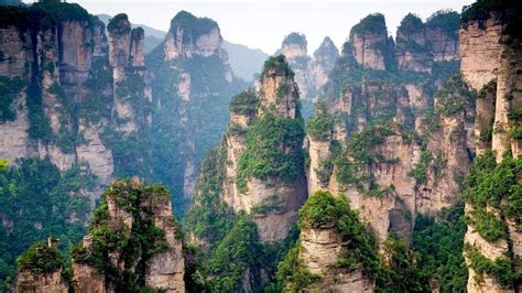 hills and green trees #mountains #trees #clouds #China Tianzi Mountains ...