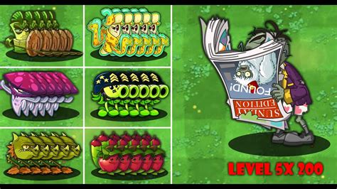 PVZ 2 Challenge 100 Plants Max Level Vs 200 Sunday Edition Zombies