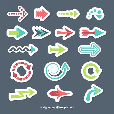 Set de pegatinas de flechas en diseño plano Vector Gratis