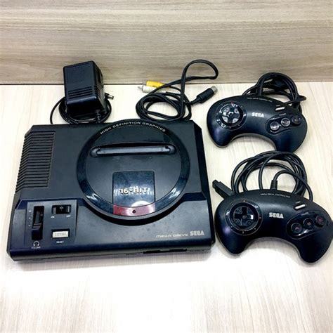 Console Mega Drive SEGA 16 Bit Funcionando 2 Controles Fonte E