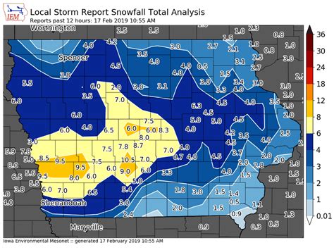 Latest Snowfall Totals