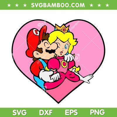 Mario Kiss Princess Peach SVG PNG