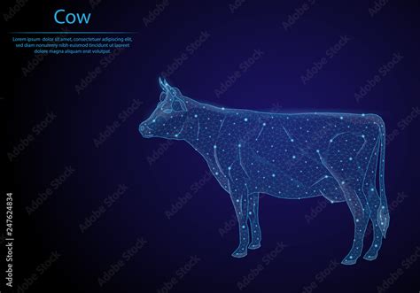 Abstract Image Cow In The Form Of A Starry Sky Or Space Consisting Of