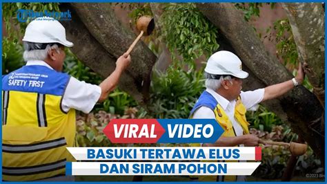 Momen Kocak Menteri Basuki Tertawa Elus Dan Siram Pohon Beringin Di Ikn