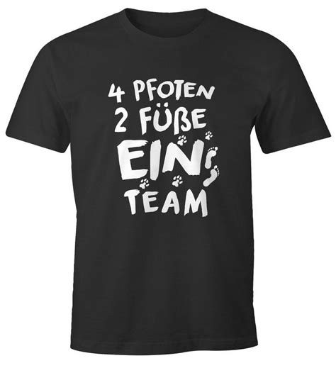 Moonworks Print Shirt Herren T Shirt 4 Pfoten 2 Füße Ein Team Lustiges