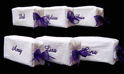 6 Personalized Small Waffle Weave Spa Cosmetic Bags Bridesmaid Etsy