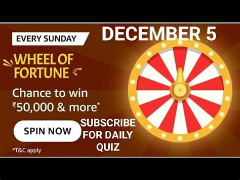 Amazon Sunday Wheel Of Fortune Spin And Win Quiz Answers Today Win