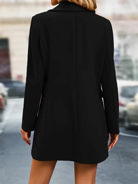 Solid Single Breasted Jacket Elegant Long Sleeve Jacket Fall Temu