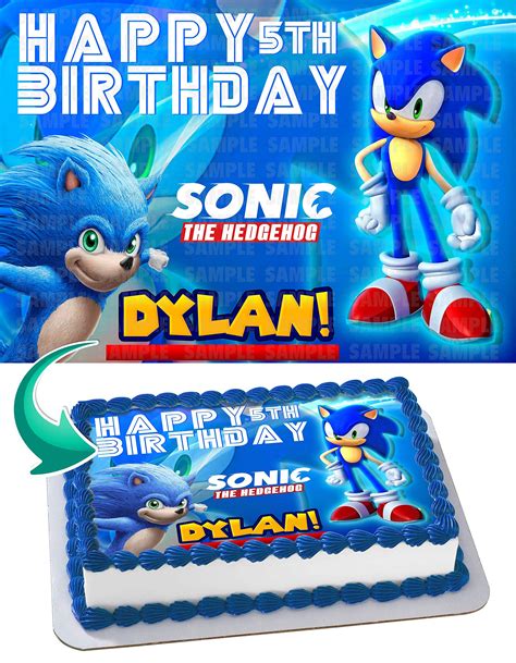 Buy Sonic The Hedgehog Edible Image Cake Topper Party Personalized