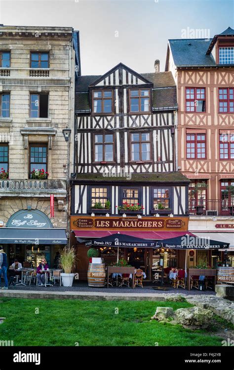 Historic Buildings Line The Historic Place Du Vieux Marché In Rouen