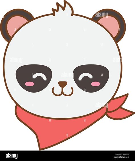 Cute Little Animal Panda Bear Face Cartoon Vector Illustration Graphic