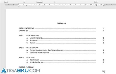 7 Cara Membuat Titik Titik Di Daftar Isi Microsoft Word Otomatis Tigasiku
