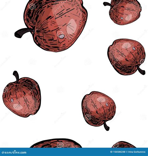 Vector Illustration Colorful Apples Seamless Pattern On White