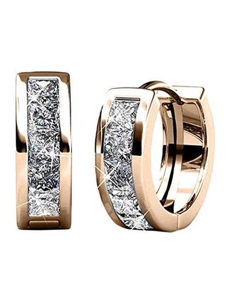 Buy Cate And Chloe Giselle 18k White Gold Plated Crystal Hoop Earrings